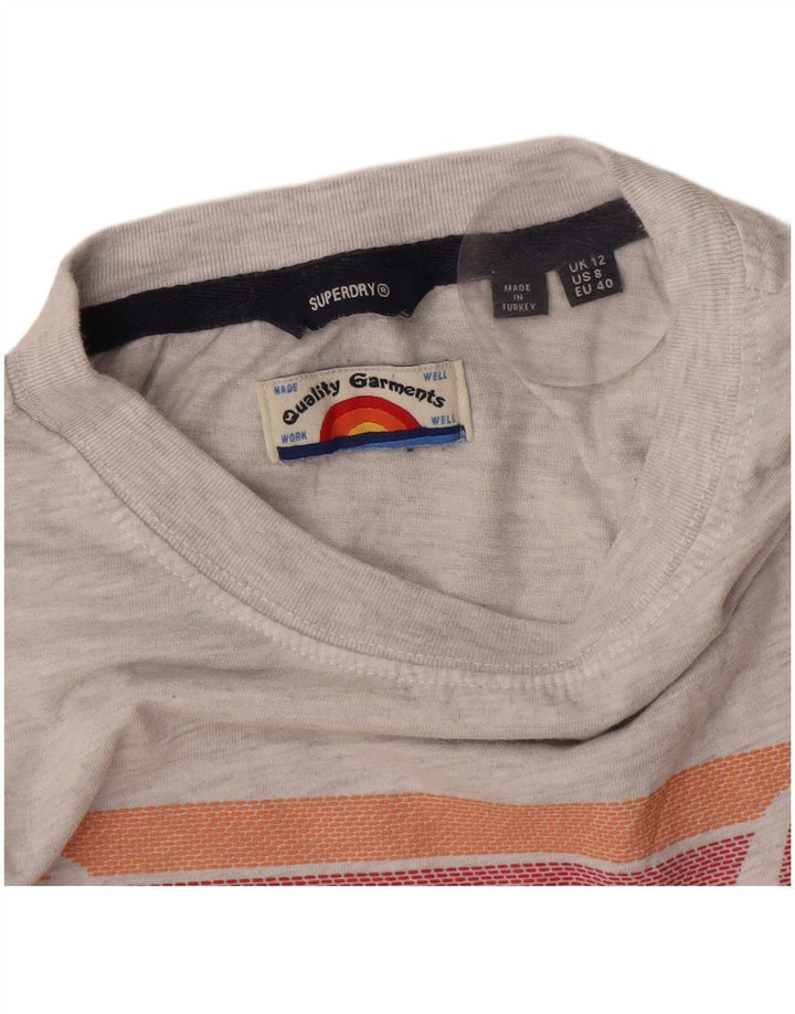 Γυναικείο γραφικό μπλουζάκι Superdry Crop Top 12 μεσαίου γκρι ριγέ