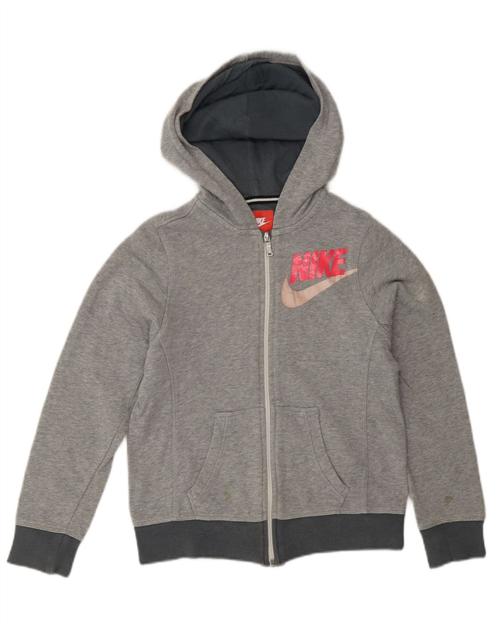 Nike Girls Zip Hoodie πουλόβερ 10-11 ετών, μεσαίο βαμβακερό γκρι