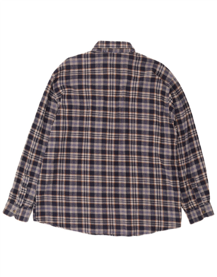 EUROPEAN PROJECT Ανδρικό φανελένιο πουκάμισο XL Navy Blue Check Cotton