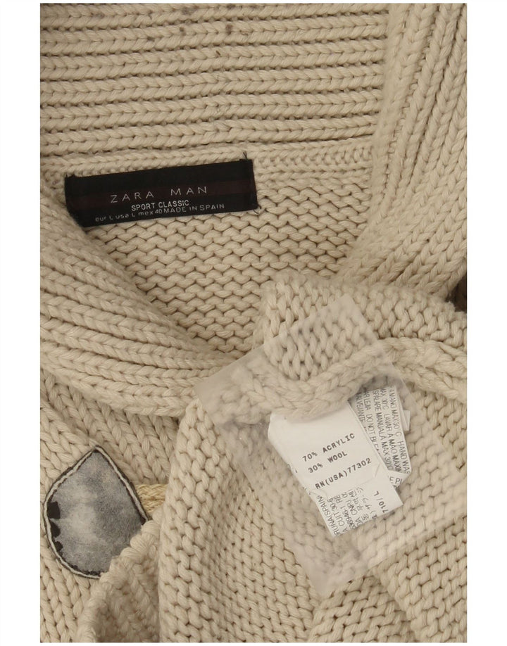 Πουλόβερ Zara Ανδρικό Σάλι Λαιμού πουλόβερ Μεγάλο Μπεζ Ακρυλικό