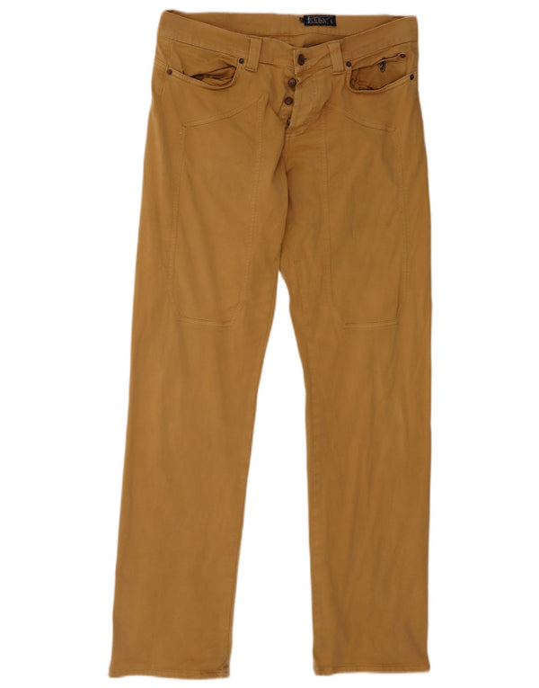 JECKERSON Mens Straight Casual Trousers W36 L35 Beige Cotton