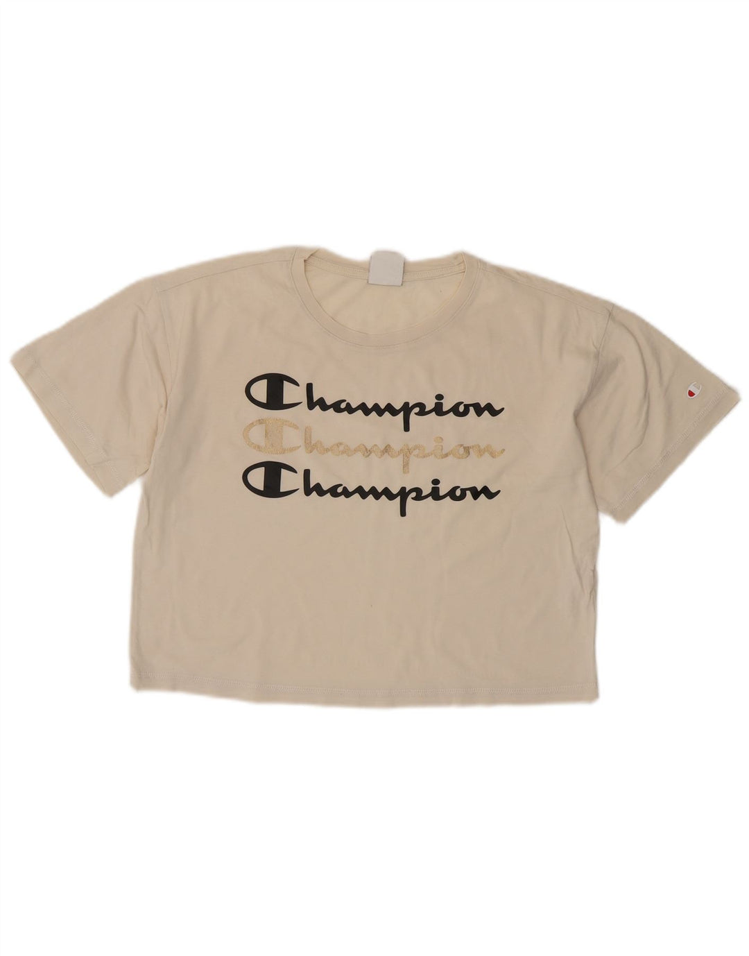 CHAMPION Γυναικεία υπερμεγέθη Crop Graphic T-shirt Top 10 Small Off White
