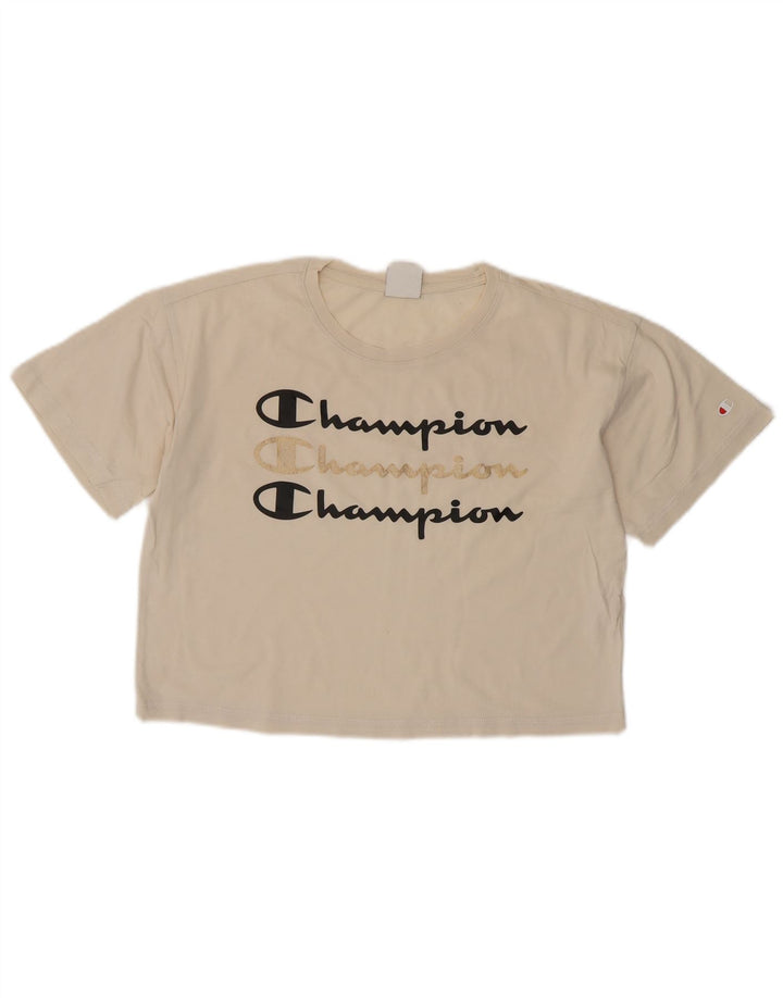 CHAMPION Γυναικεία υπερμεγέθη Crop Graphic T-shirt Top 10 Small Off White