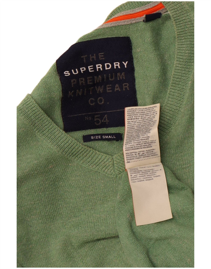 Superdry Ανδρικό πουλόβερ με λαιμόκοψη με λαιμόκοψη, μικρό πράσινο βαμβακερό