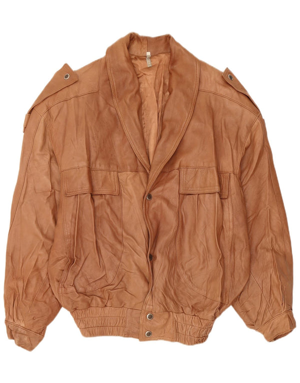 VINTAGE Ανδρικό δερμάτινο μπουφάν UK 44 2XL Καφέ Δερμάτινο
