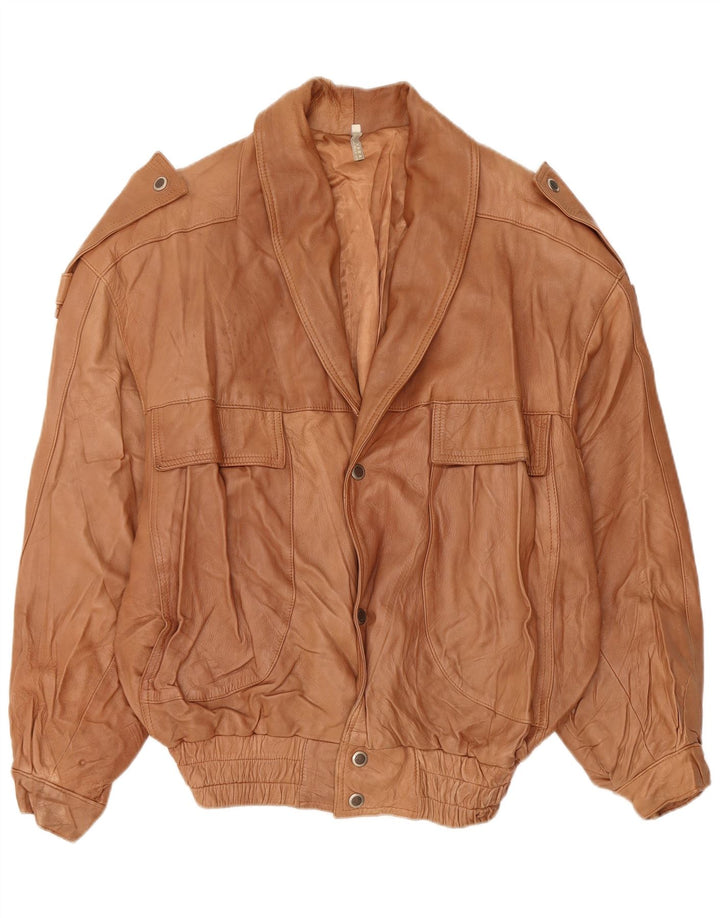 VINTAGE Ανδρικό δερμάτινο μπουφάν UK 44 2XL Καφέ Δερμάτινο