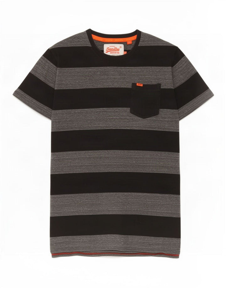 Ανδρικό μπλουζάκι Superdry Top Βαμβακερό μεσαίο γκρι ριγέ