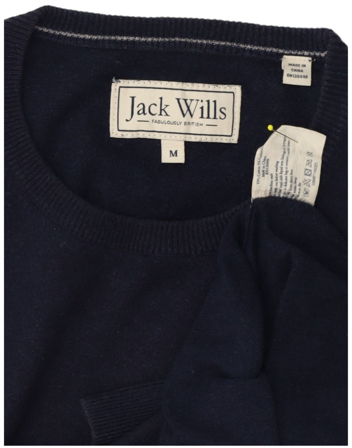 Jack Wills Ανδρικό πουλόβερ με λαιμόκοψη μεσαίου μπλε βαμβακερό