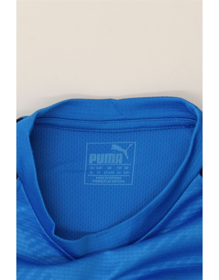 PUMA Boys Top Long Sleeve 13-14 Years Blue Colourblock Vintage Puma and Second-Hand Puma from Messina Hembry 