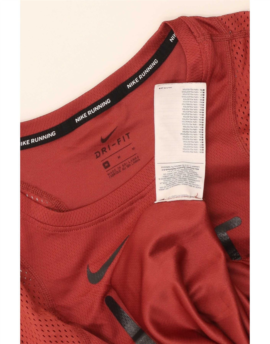 Γυναικείο γραφικό μπλουζάκι Nike Dri Fit Running Top 12 μεσαίο κόκκινο πολυεστέρας