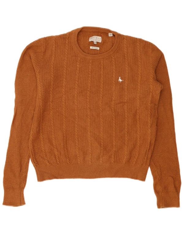Jack Wills Γυναικείο πουλόβερ με λαιμόκοψη UK 14 Large Brown Wool