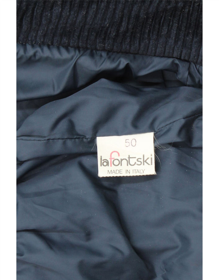 VINTAGE Womens Rain Jacket IT 50 XL Navy Blue Colourblock Cotton Vintage Vintage and Second-Hand Vintage from Messina Hembry 