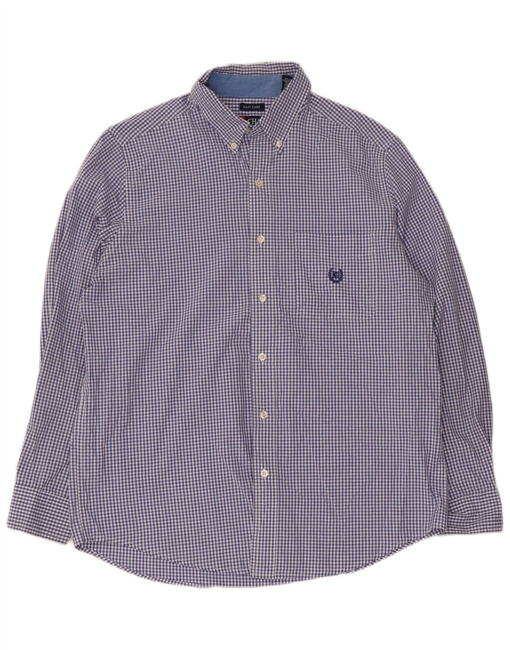 Chaps Ανδρικό πουκάμισο Medium Navy Blue Gingham Cotton