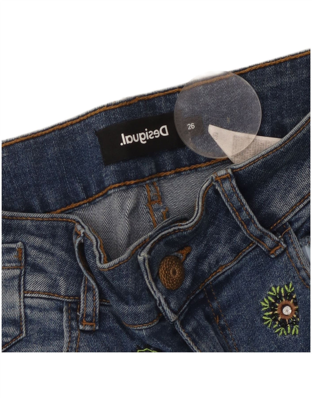 Desigual Γυναικείο Τζιν Σορτς W26 Μικρό Μπλε Φλοραλ Βαμβακερό