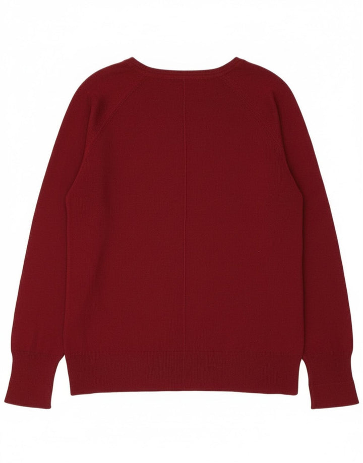 Zara Γυναικείο πουλόβερ με λαιμόκοψη UK 14 Medium Maroon