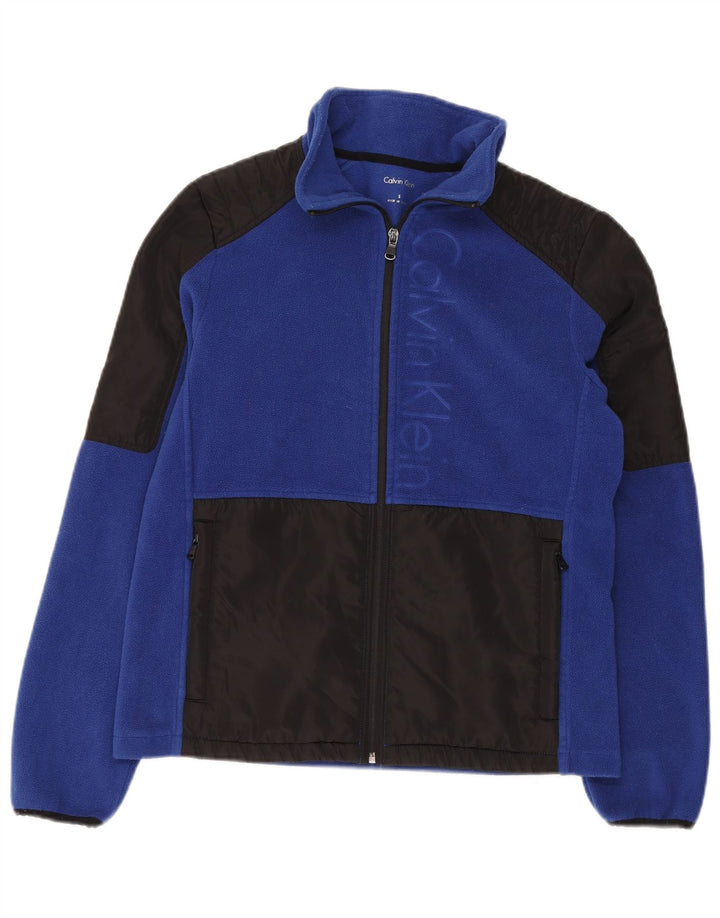Calvin Klein Γυναικείο μπουφάν από γραφικά φλις UK 10 Small Blue Colourblock