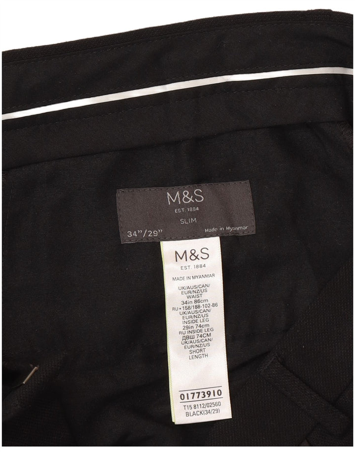 Marks & Spencer Ανδρικό Slim Suit Παντελόνι W34 L29 Μαύρο Πολυεστέρα
