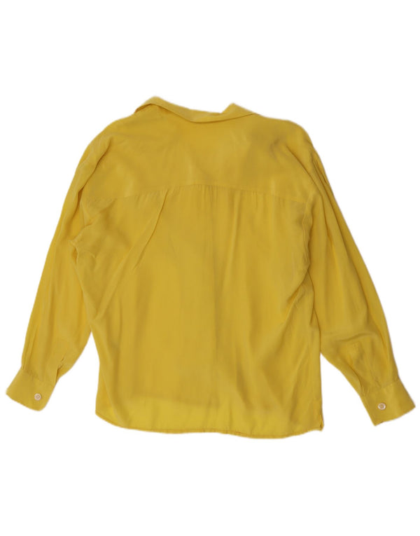 Vintage γυναικείο πουκάμισο μπλούζα UK 16 Large Yellow Silk