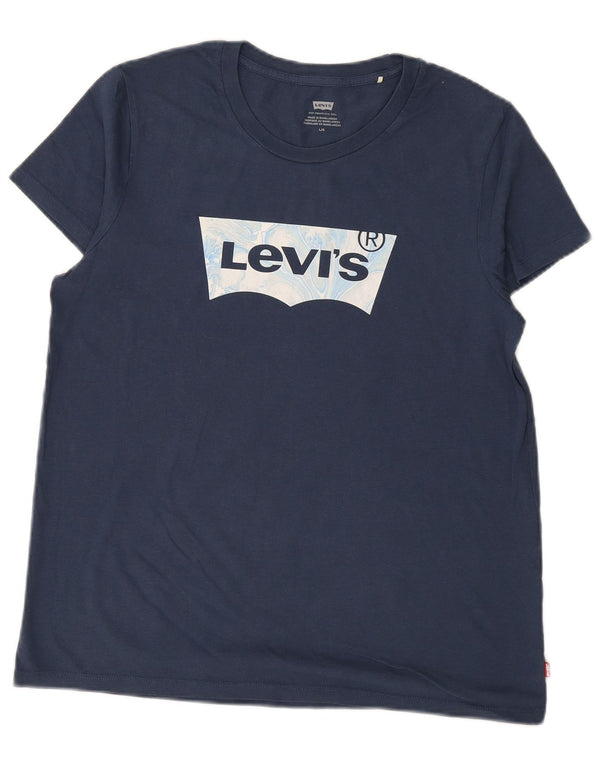 Γυναικείο γραφικό μπλουζάκι LEVI'S Top UK 16 Large Navy Blue από βαμβάκι