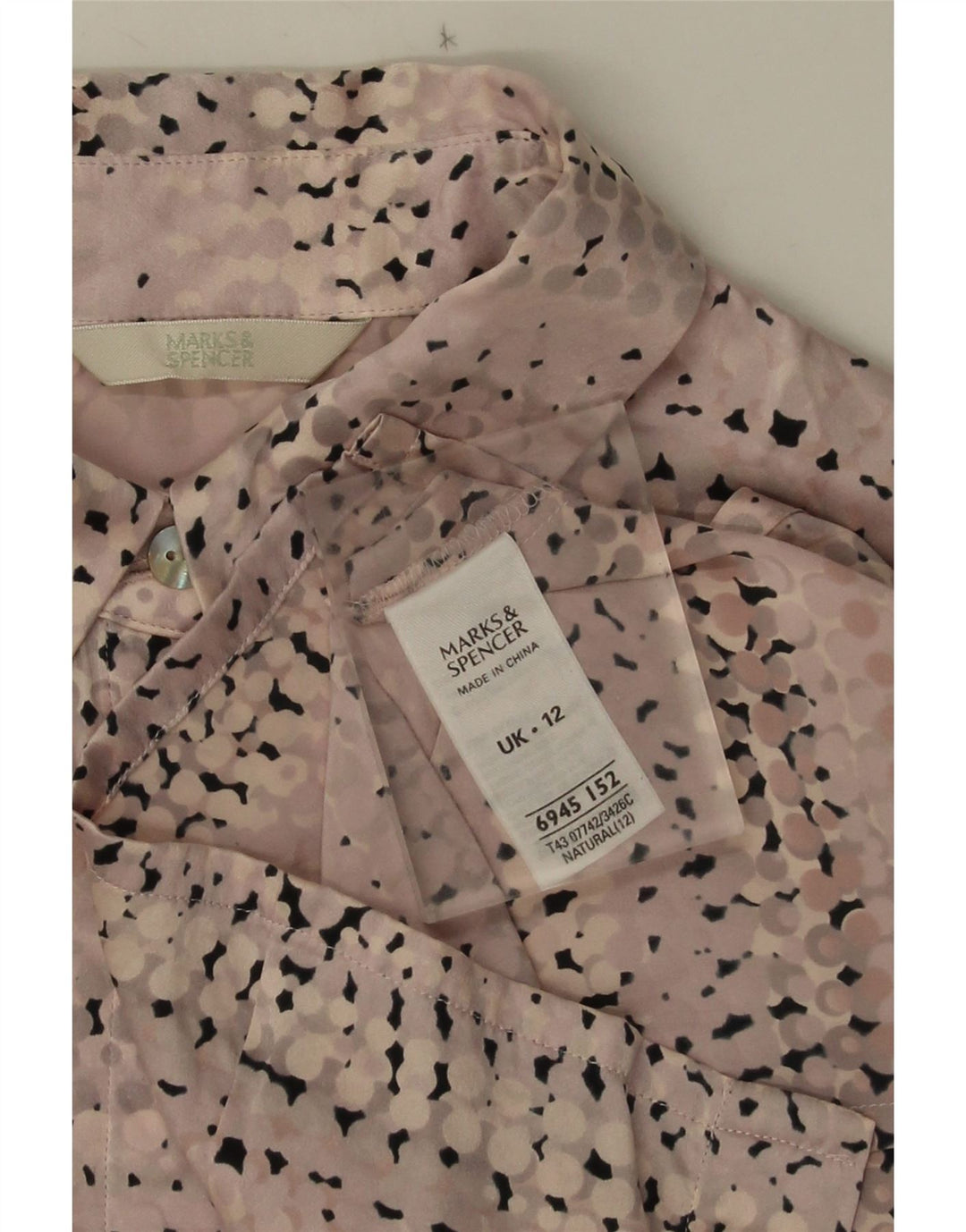 Marks & Spencer Γυναικείο πουκάμισο Μπλούζα UK 12 Μεσαίωνα Ροζ Πιατισμένο Μετάξι