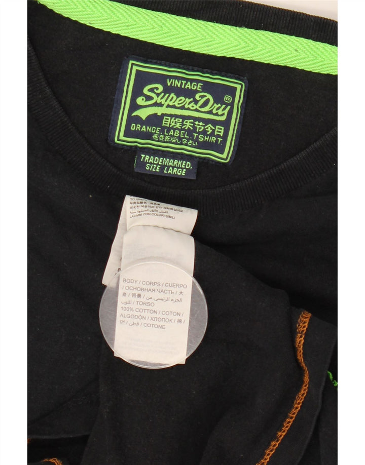 Ανδρικό μπλουζάκι Superdry Top μεγάλο μαύρο βαμβακερό