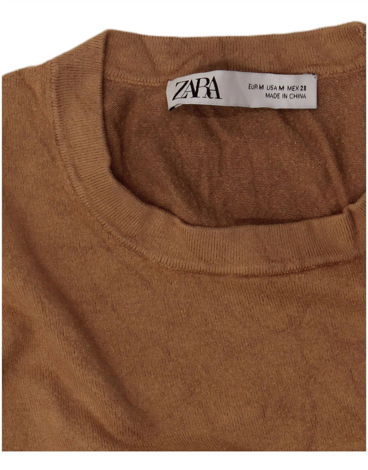 Zara Γυναικείο πουλόβερ με λαιμόκοψη UK 12 μεσαίου καφέ