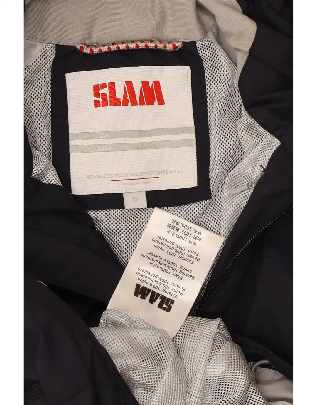 SLAM Mens Hooded Rain Jacket UK 36 Small Navy Blue Nylon