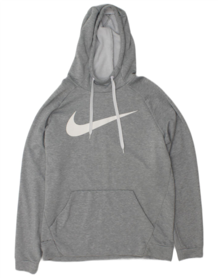 Nike ανδρικό Dri Fit Graphic Hoodie Jumper Μεγάλο γκρι πολυεστέρας