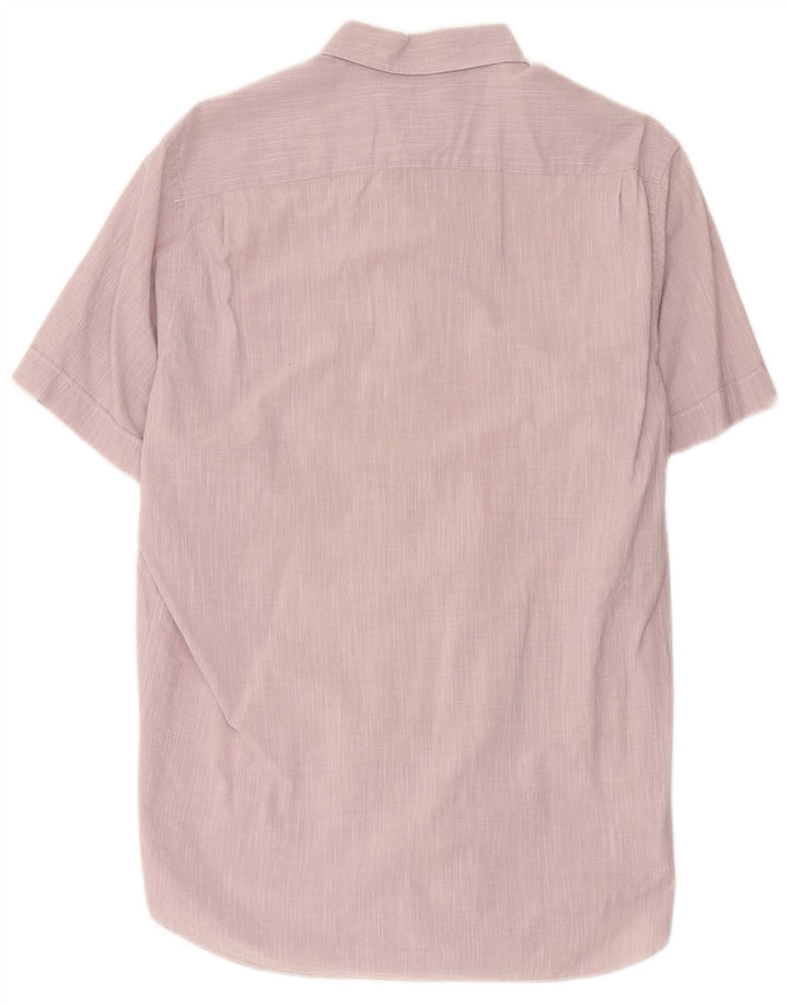 Ανδρικό κοντομάνικο πουκάμισο Massimo Dutti Βαμβακερό σε μεσαίο ροζ ρίγες