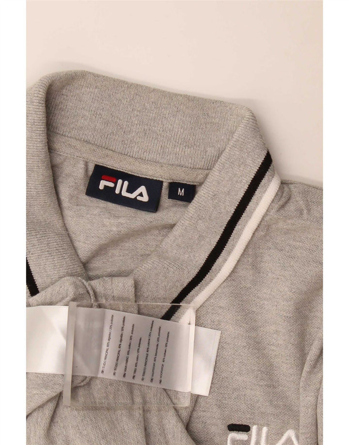 Ανδρικό μπλουζάκι πόλο Fila, μεσαίο γκρι, βαμβακερό ριγέ
