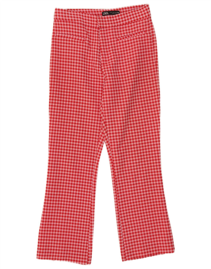 Zara Γυναικείο Cropped Παντελόνι Medium W28 L25 Red Gingham