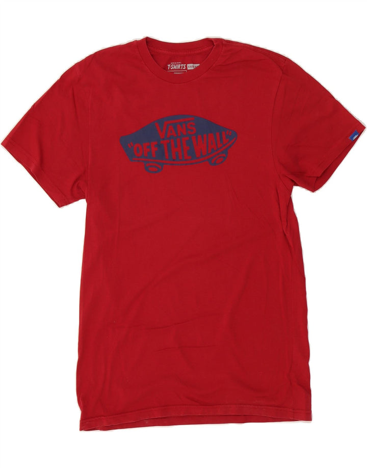 VANS Mens Custom Fit Graphic T-Shirt Top Medium Red Cotton Vintage Vans and Second-Hand Vans from Messina Hembry 