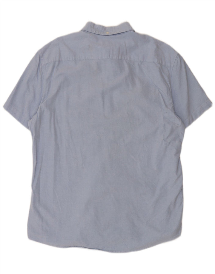 JACK WILLS Mens Slim Short Sleeve Shirt Large Blue Cotton