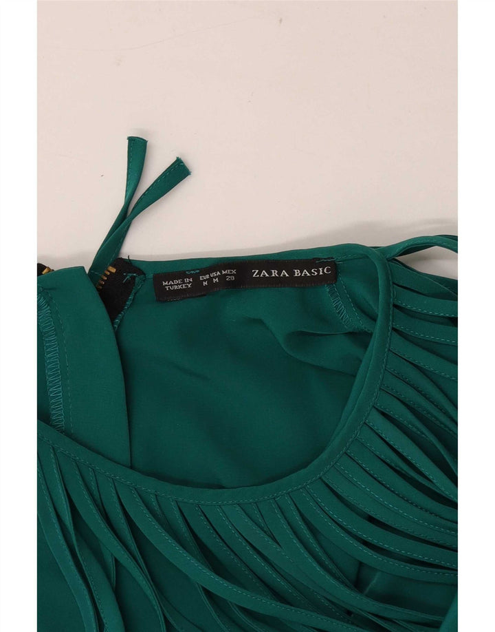 Zara Γυναικείο Αμάνικο Φόρεμα Shift UK 12 Medium Green