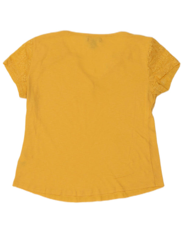 Chaps Γυναικείο T-Shirt Top UK 16 Large Yellow Floral Nylon