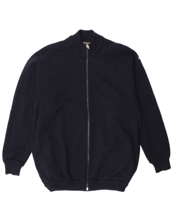 Ανδρικό vintage αναστρέψιμο πουλόβερ ζακέτα IT 54 XL Navy Blue παρθένο μαλλί