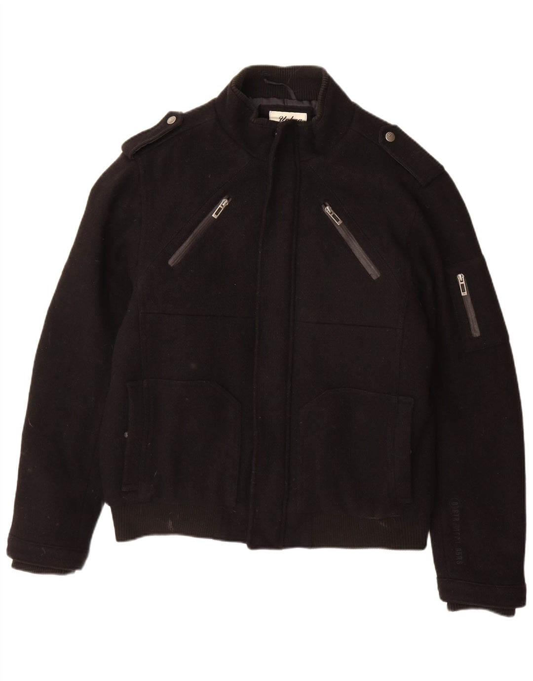 ANGELO LITRICO Ανδρικό Military Bomber Jacket UK 42 XL Μαύρο μαλλί