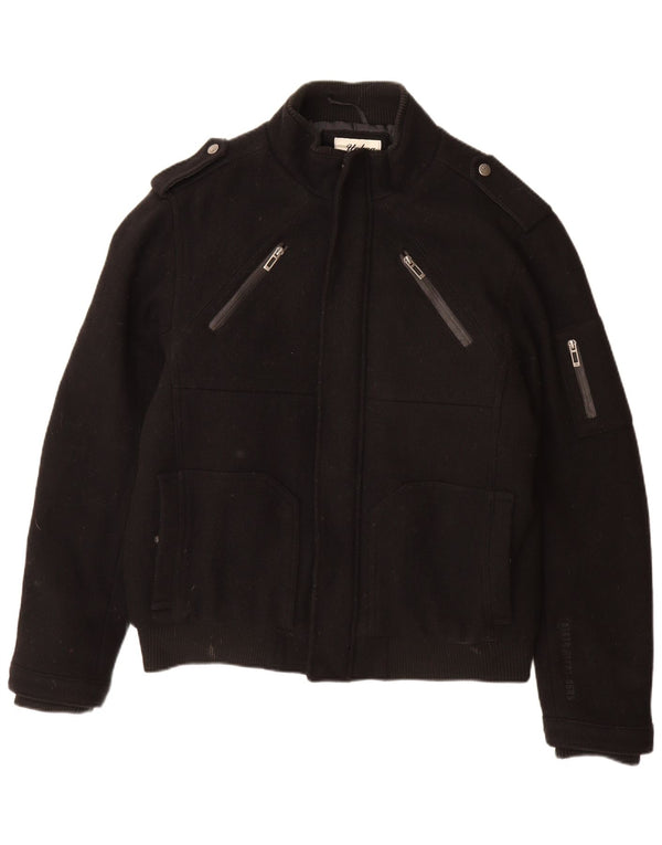 ANGELO LITRICO Ανδρικό Military Bomber Jacket UK 42 XL Μαύρο μαλλί