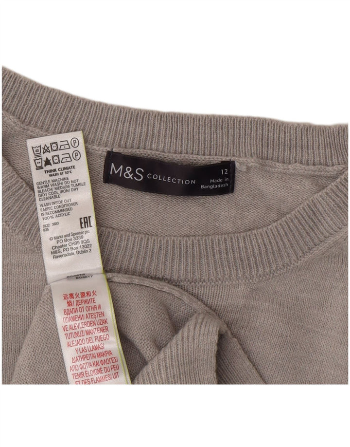 Γυναικείο πουλόβερ Marks & Spencer Graphic Crew Neck Jumper UK 12 Medium Grey