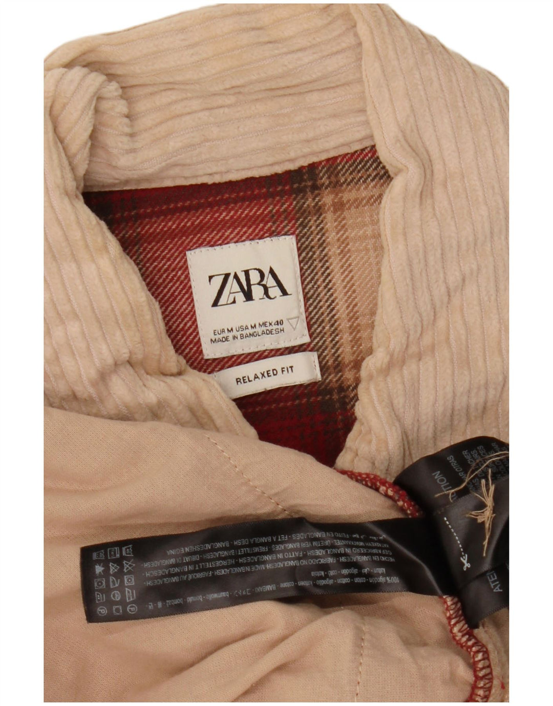 Ανδρικό πουκάμισο Zara Φανελένιο πουκάμισο με χαλαρή εφαρμογή, μεσαίο κόκκινο βαμβακερό