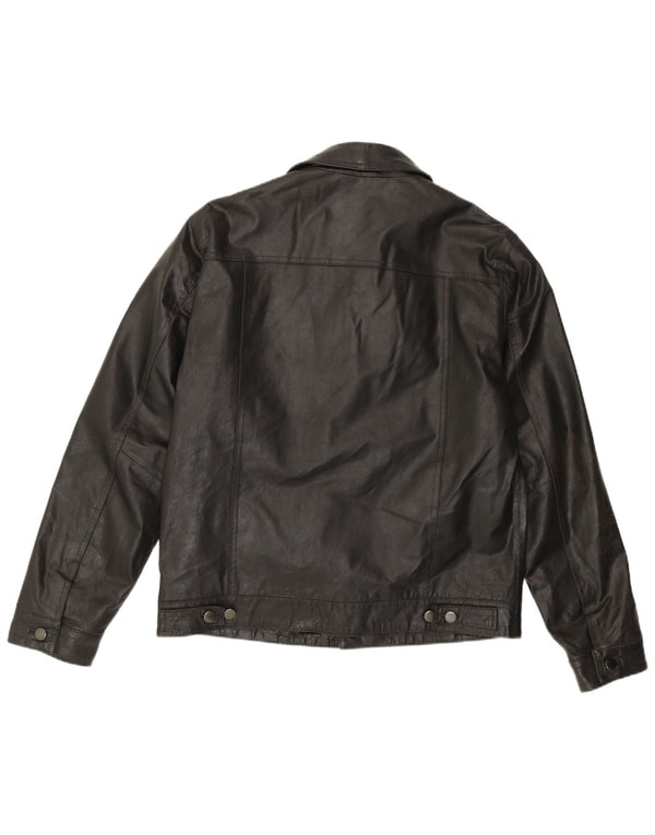 John Baner Ανδρικό Bomber Δερμάτινο Μπουφάν UK 40 Small Black Leather