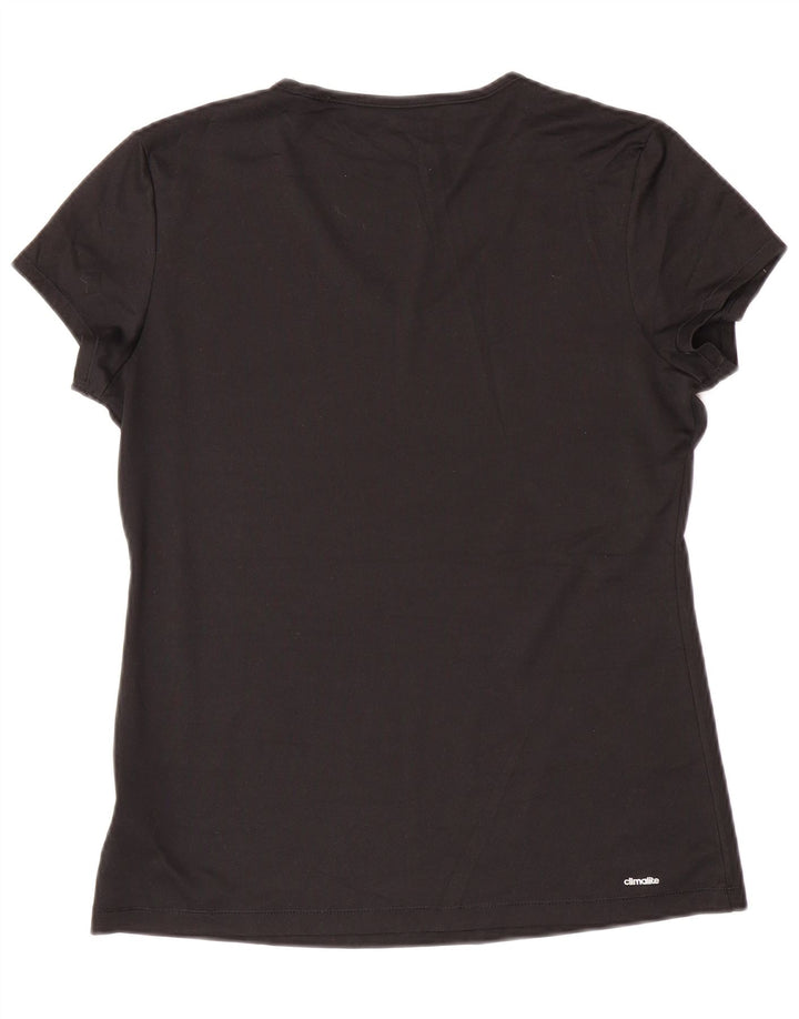 ADIDAS Womens Climalite T-Shirt Top UK 12/14 Medium Black Polyester
