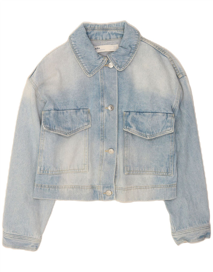 ZARA Womens Oversized Crop Denim Jacket UK 6 XS Blue Vintage Zara and Second-Hand Zara from Messina Hembry 