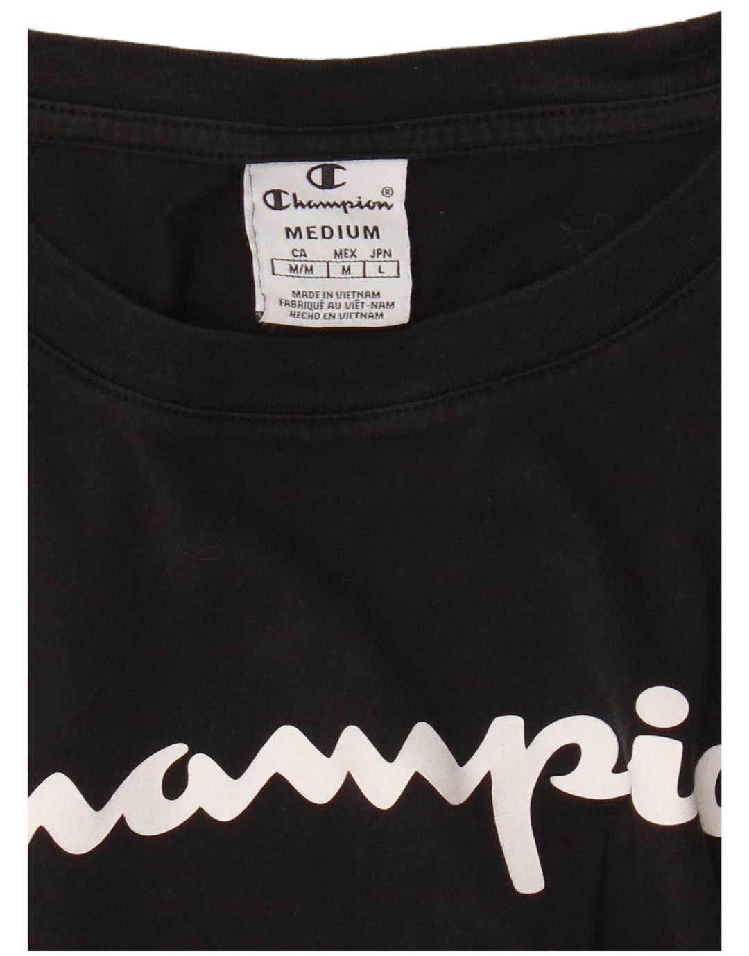 Champion Womens Oversized Crop Graphic T-Shirt Top UK 14 Medium Black