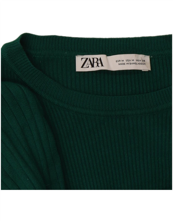 Zara Γυναικείο Crop Top Μακρυμάνικο UK 12 Μεσαία Πράσινη Βισκόζη