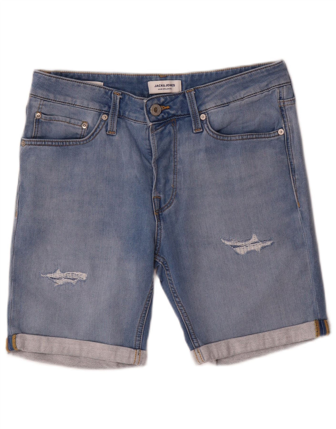 Ανδρικό τζιν σορτς Jack & Jones ταλαιπωρημένο μεσαίο W32 Μπλε βαμβακερό