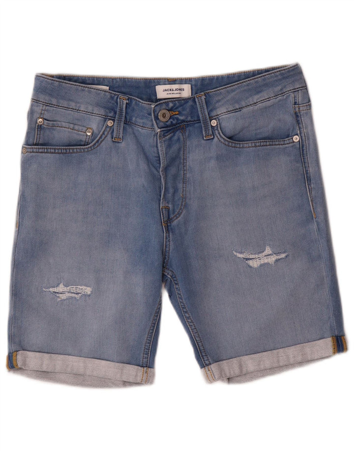 Ανδρικό τζιν σορτς Jack & Jones ταλαιπωρημένο μεσαίο W32 Μπλε βαμβακερό