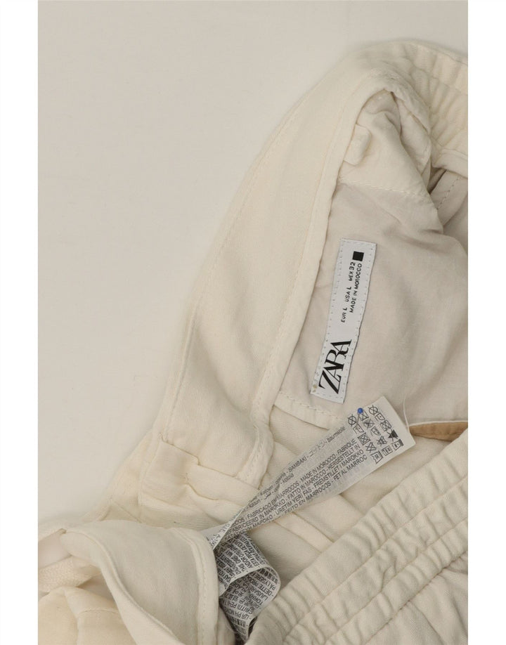 Zara Ανδρικό Σορτς Chino Μεγάλο W32 Λευκό Βαμβακερό