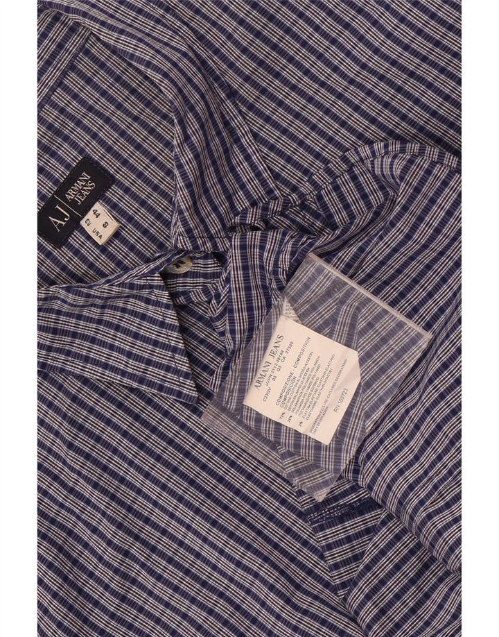 Armani Jeans Γυναικείο κοντομάνικο πουκάμισο US 8 Medium Navy Blue Check Cotton