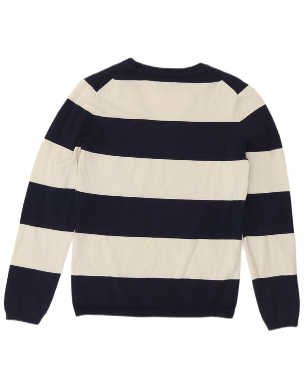 Tommy Hilfiger γυναικείο πουλόβερ με λαιμόκοψη με V λαιμόκοψη UK 12 Medium Navy Blue ριγέ